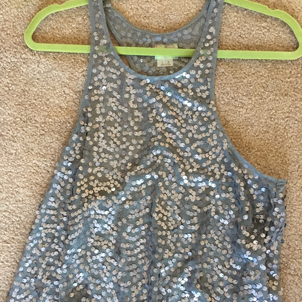 Intimately free people sequin mesh tank size large